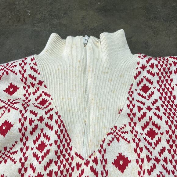 Vintagw 80s LL Bean White/Red Nordic Pattern Sweatshirt - Picture 3 of 4
